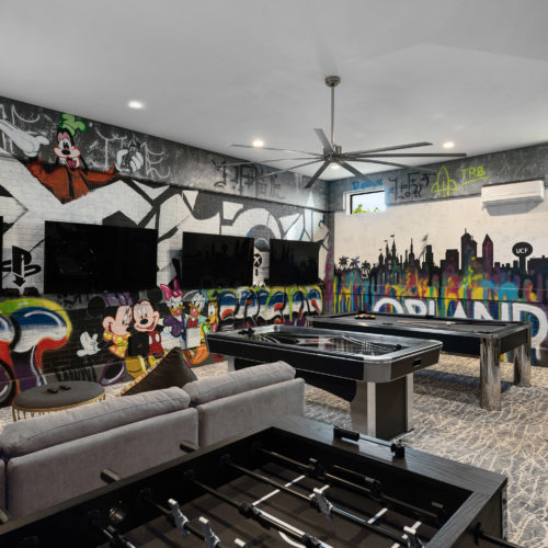 custom game room at luxury home in Orlando