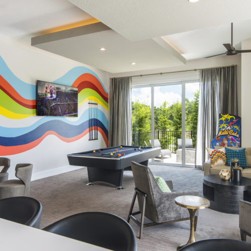 custom game room at luxury residence